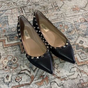 Valentino Black Rockstud Flats